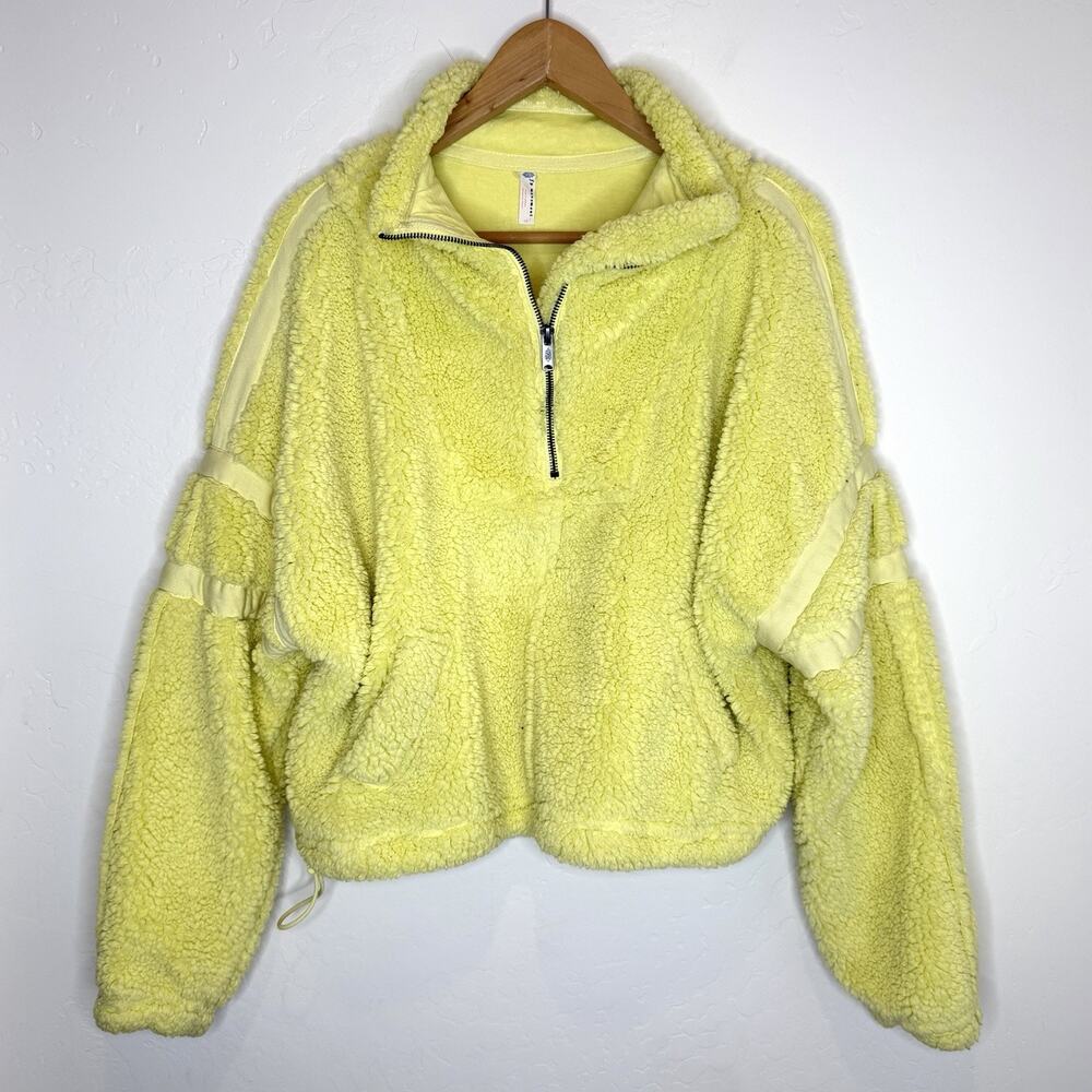Free People Movement Nantucket Partial Zip Fleece Pullover Jacket Small Yellow